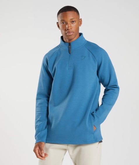 Men's Gymshark Rest Day 1/4 Zip Sweatshirts Turquoise | CA 830A1N